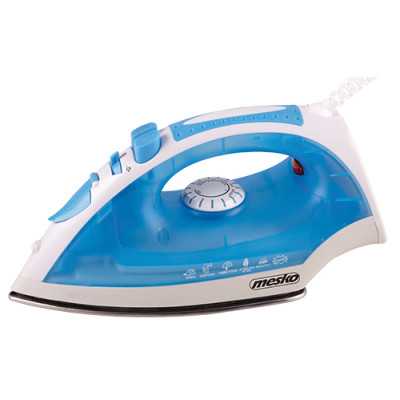 Iron Mesko MS 5023 Blue/White, 2200 W, With cord, Anti-scale system, Vertical steam function