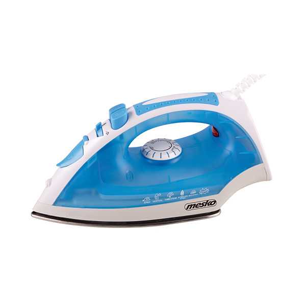 Iron Mesko MS 5023 Blue/White, 2200 W, With cord, Anti-scale system, Vertical steam function