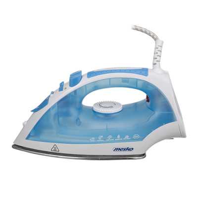 Iron Mesko MS 5023 Blue/White, 2200 W, With cord, Anti-scale system, Vertical steam function