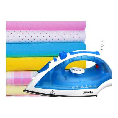 Iron Mesko MS 5023 Blue/White, 2200 W, With cord, Anti-scale system, Vertical steam function