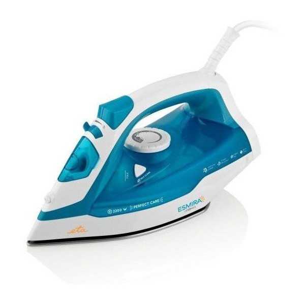 ETA Iron Esmira ETA027390000 Steam Iron, 2200 W, Water tank capacity 380 ml, Continuous steam 40 g/min, Turquoise