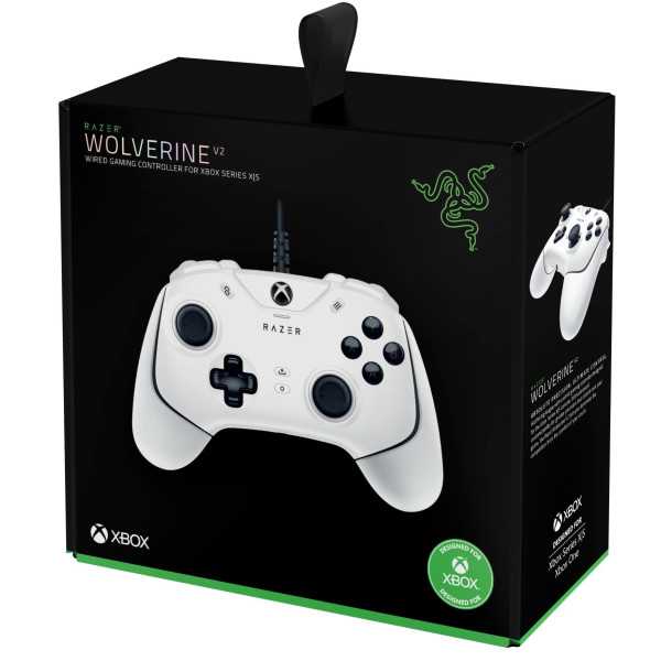 Razer Wolverine V2“, skirta „Xbox Series X/S“, laidinis žaidimų valdiklis, „Mercury White“.