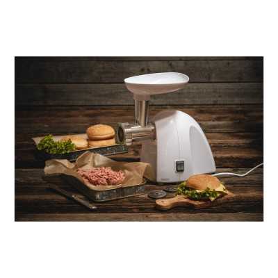 Meat mincer Camry CR 4802 White, 600-1500 W, Number of speeds 1, Middle size sieve, mince sieve, poppy sieve, plunger, sausage f