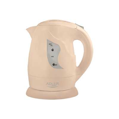 Adler Kettle AD 08 b Standard, Plastic, Beige, 850 W, 360 rotational base, 1 L