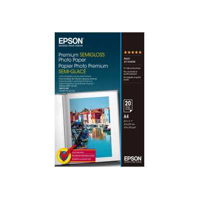 Epson Premium Semigloss Photo Paper, DIN A4, 251g/mÂ , 20 Sheets A4