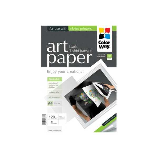 ColorWay ART T-shirt transfer (dark) Photo Paper, 5 sheets, A4, 120 g/m