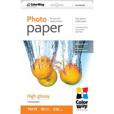 ColorWay High Glossy Photo Paper, 50 sheets, 10x15, 230 g/m