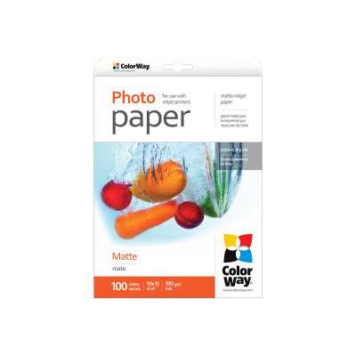 ColorWay Matte Photo Paper, 100 sheets, 10x15, 190 g/m