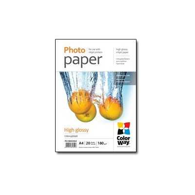 ColorWay Photo Paper 20 pcs. PG180020A4 Glossy, White, A4, 180 g/m