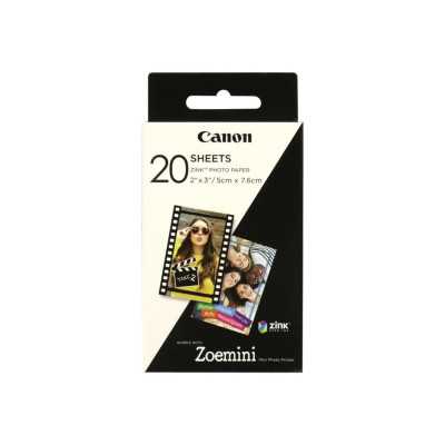 Canon 20 sheets ZP-2030 Photo Paper, White, 5 x 7.6 cm