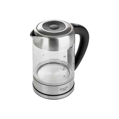 Adler Kettle AD 1247 NEW With electronic control, 1850 - 2200 W, 1.7 L, Stainless steel, glass, Stainless steel/Transparent, 360