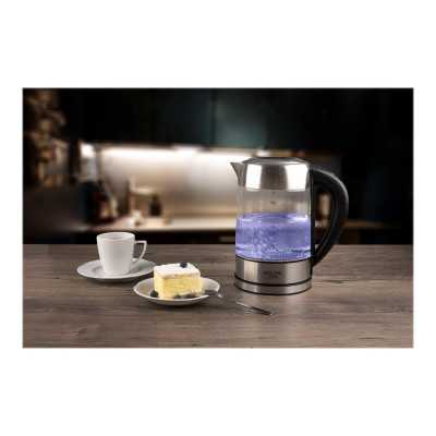 Adler Kettle AD 1247 NEW With electronic control, 1850 - 2200 W, 1.7 L, Stainless steel, glass, Stainless steel/Transparent, 360