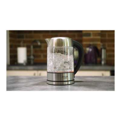 Adler Kettle AD 1247 NEW With electronic control, 1850 - 2200 W, 1.7 L, Stainless steel, glass, Stainless steel/Transparent, 360