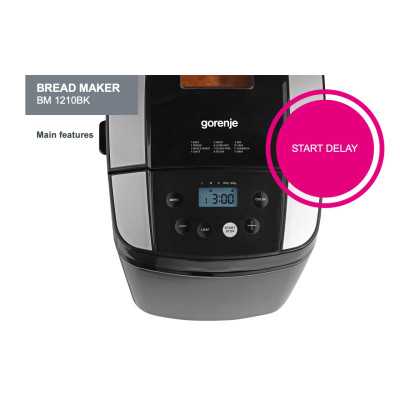 Gorenje Bread maker BM1210BK Power 800 W, Number of programs 12, Display LCD, Black