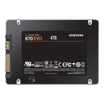 Samsung SSD 870 EVO 4000 GB, SSD form factor 2.5", SSD interface SATA III, Write speed 530 MB/s, Read speed 560 MB/s