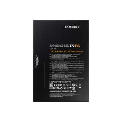 Samsung SSD 870 EVO 4000 GB, SSD form factor 2.5", SSD interface SATA III, Write speed 530 MB/s, Read speed 560 MB/s