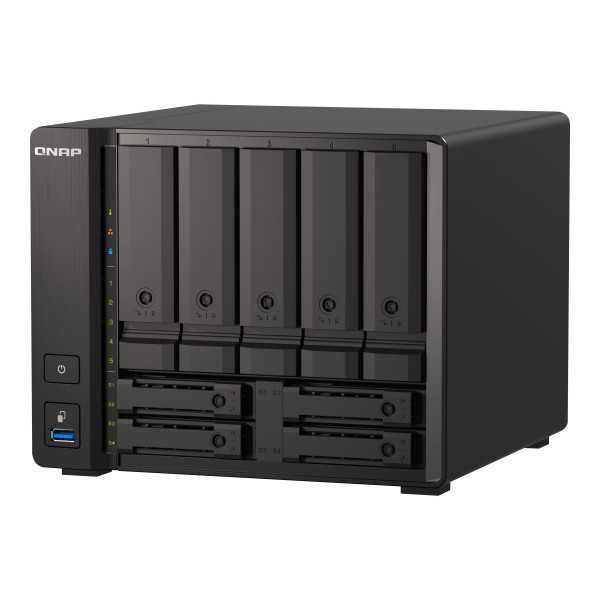 QNAP 9-Bay QuTS hero NAS TS-H973AX-8G Up to 9 HDD/SSD Hot-Swap, Ryzen V1500B Quad-Core, Processor frequency 2.2 GHz, 8 GB, DDR4,