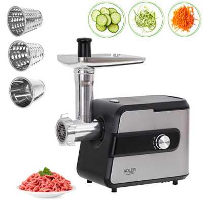 Adler Meat mincer with a shredder AD 4813 Silver/Black, 600 W, Number of speeds 2, Throughput (kg/min) 1