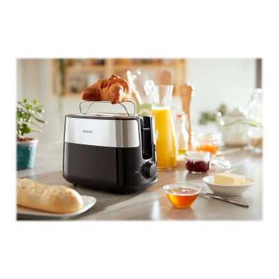 Philips Toaster HD2516/90 Daily Collection Power 830 W, Number of slots 2, Housing material Plastic, Black