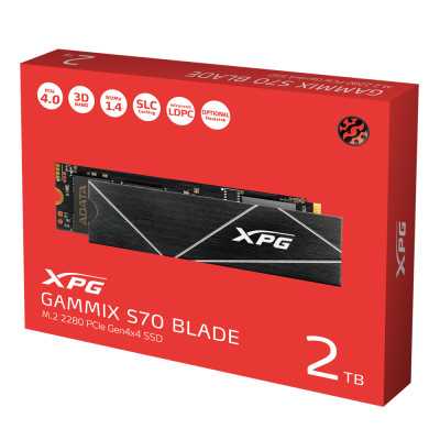 ADATA XPG Gammix S70 BLADE 2000 GB, SSD form factor M.2 2280, SSD interface PCIe Gen4x4, Write speed 6400 MB/s, Read speed 7400 