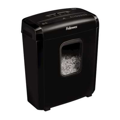 Fellowes Powershred 6M Black, 13 L, Credit cards shredding, Mini-Cut Shredder, Paper handling standard/output 6 sheets per pass,