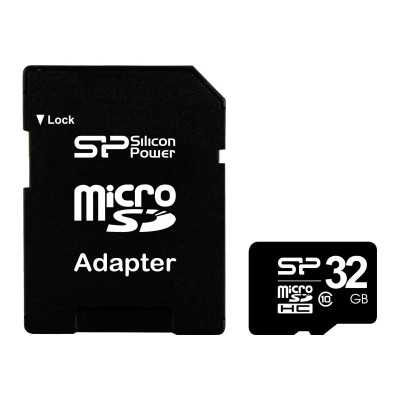 Silicon Power 32 GB, MicroSDHC, Flash memory class 10, SD adapter