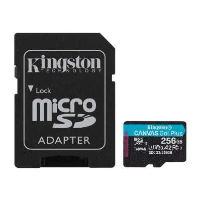 Kingston microSD Canvas Go! Plus 256 GB, MicroSD, Flash memory class 10, SD Adapter