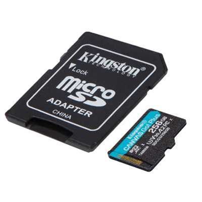 Kingston microSD Canvas Go! Plus 256 GB, MicroSD, Flash memory class 10, SD Adapter