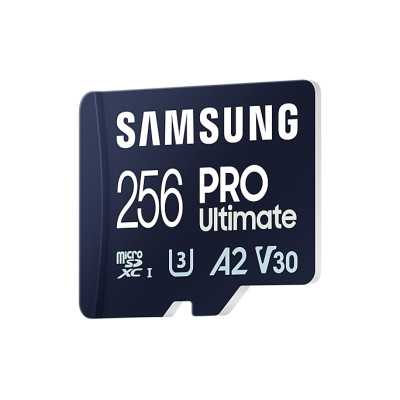 Samsung MicroSD Card with Card Reader PRO Ultimate 256 GB, microSDXC Memory Card, Flash memory class U3, V30, A2