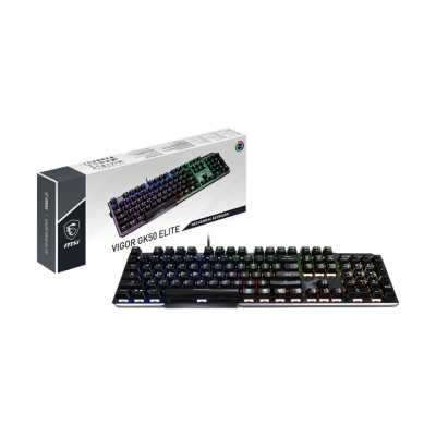 MSI GK50 Elite, Gaming keyboard, RGB LED light, US, Wired, Black/Silver