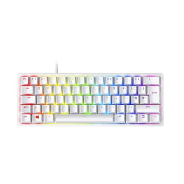 Razer optinė žaidimų klaviatūra Huntsman Mini 60% RGB LED lemputė, RU, laidinė, Mercury, raudonas jungiklis