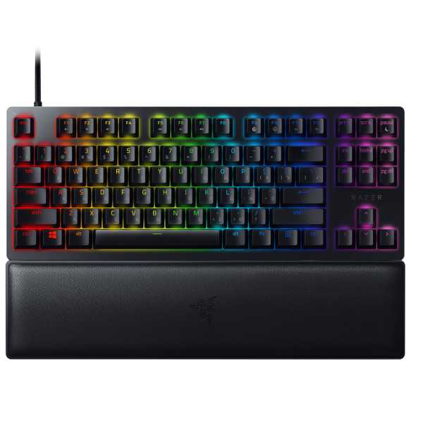 Razer Huntsman V2 Tenkeyless, optinė žaidimų klaviatūra, RGB LED lemputė, RU, juoda, laidinė, linijinis raudonas jungiklis