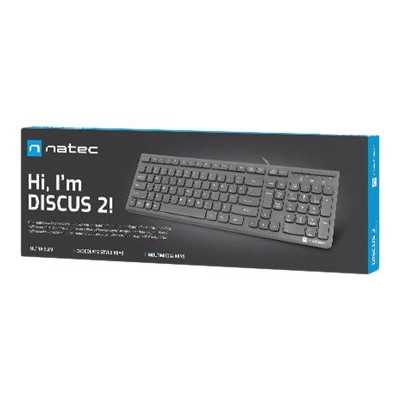 Natec Keyboard Discus 2 Slim Wired, US Layout, USB 2.0, Black