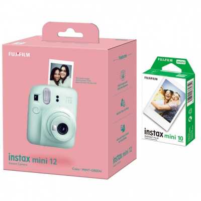 Fujifilm Instax Mini 12 Camera + Instax Mini Glossy (10pl) Mint Green