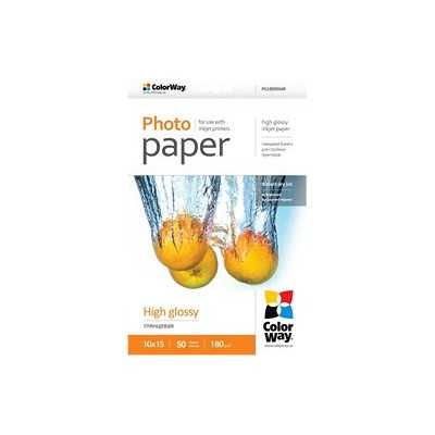 ColorWay High Glossy Photo Paper, 50 Sheets, 10x15, 180 g/m