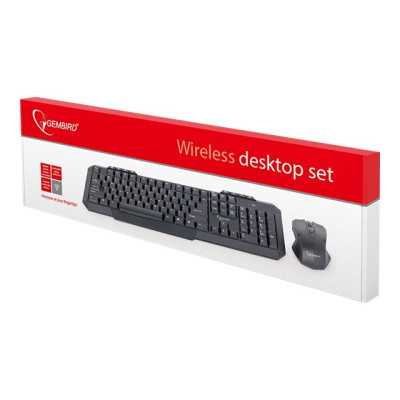 Gembird Desktop Set KBS-WM-02 Keyboard and Mouse Set, Wireless, Mouse included, US, US, Numeric keypad, 450 g, USB, Black, Wirel