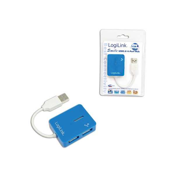 Logilink USB 2.0 Hub 4-Port, Smile, Blue