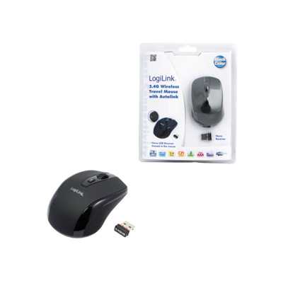 Logilink Maus optisch Funk 2.4 GHz wireless, Black, 2.4GH wireless mini mouse with autolink