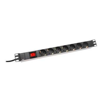 Digitus Aluminum outlet strip with switch DN-95402 Sockets quantity 7, 7x safety outlets 250VAC 50/60Hz / 16A / 4000W, 1U Alumin