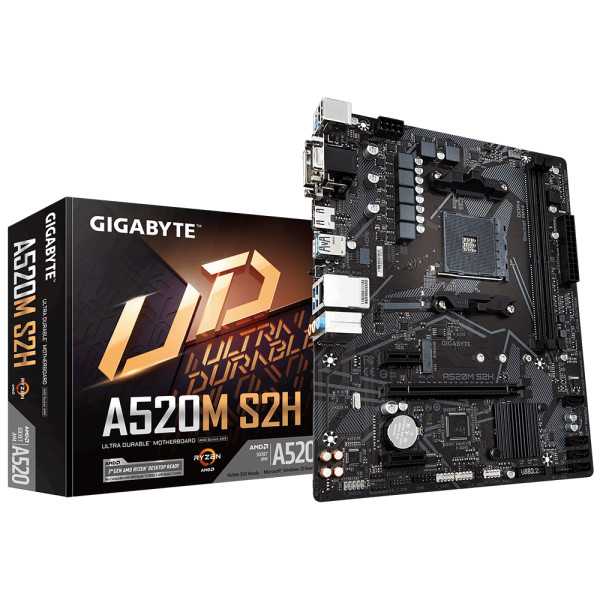 Gigabyte A520M S2H 1.0 Procesorių šeima AMD , Procesoriaus lizdas AM4, DDR4 DIMM, 2 atminties lizdai, AMD A lustų rinkinys, Micr