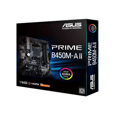 Asus PRIME B450M-A II Memory slots 4, Number of SATA connectors 6 x SATA III, max 128GB, Chipset AMD B, Processor family AMD, Mi