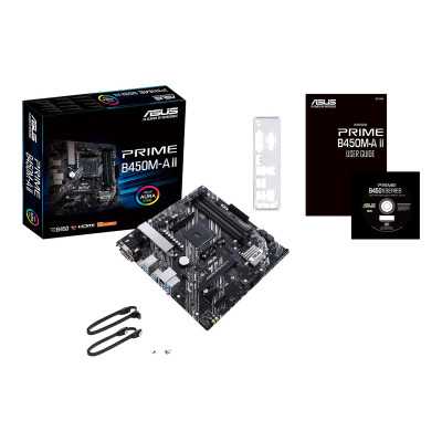 Asus PRIME B450M-A II Memory slots 4, Number of SATA connectors 6 x SATA III, max 128GB, Chipset AMD B, Processor family AMD, Mi