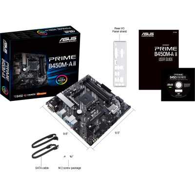 Asus PRIME B450M-A II Memory slots 4, Number of SATA connectors 6 x SATA III, max 128GB, Chipset AMD B, Processor family AMD, Mi