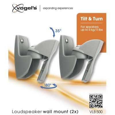 Vogels Loudspeaker Wall mount, VLB500, Turn, Tilt, Maximum weight (capacity) 5 kg, Silver