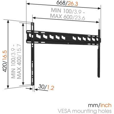 Vogels Wall mount, MA4000-A1, Fixed, 40-80 ", Maximum weight (capacity) 80 kg, VESA 100/400-100/600 mm, Black