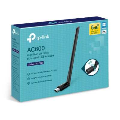 TP-LINK Dual Band USB 2.0 Adapter Archer T2U Plus 2.4GHz/5GHz, 802.11ac, 200+433 Mbps, 1xExternal antenna 5dBi