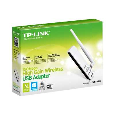 TP-LINK USB 2.0 Adapter TL-WN722N 2.4GHz, 802.11n, 150 Mbps, 1xDetachable antenna 4dBi