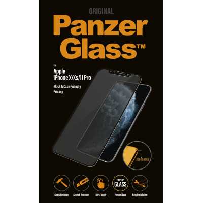 PanzerGlass P2664 Apple, iPhone X/Xs/11 Pro, Tempered glass, Black, Case friendly with Privacy filter