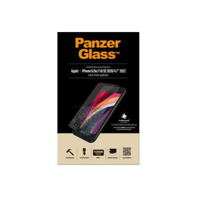 PanzerGlass Screen Protector, Iphone 6/6s/7/8/SE (2020), Glass, Crystal Clear, Rounded edges