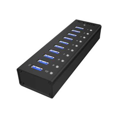 Raidsonic 10 port USB 3.0 Hub Icy Box IB-AC6110 Black